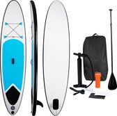 SUP Board - Opblaasbaar Paddle Board - Complete Set - Incl. Verstelbare Peddel, Handpomp, Draagtas en Reparatiekit - 305 x 71 CM - Max. 100KG - Blauw/Wit