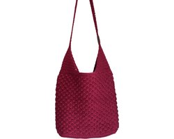 BAYUXX Bags Bali - Gehaakte tas met rits - Model Who's the Boss - Handmade in Bali - Dames - Schoudertas en Crossbody - Bordeaux Rood - Duurzaam
