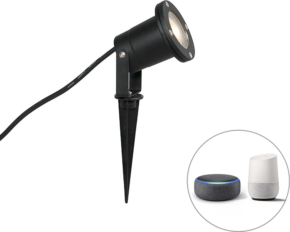 QAZQA Industriële smart prikspot zwart incl. WiFi GU10 IP65 - Basic