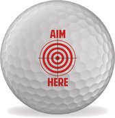 Golfballen bedrukt - Aim Here - set van 3