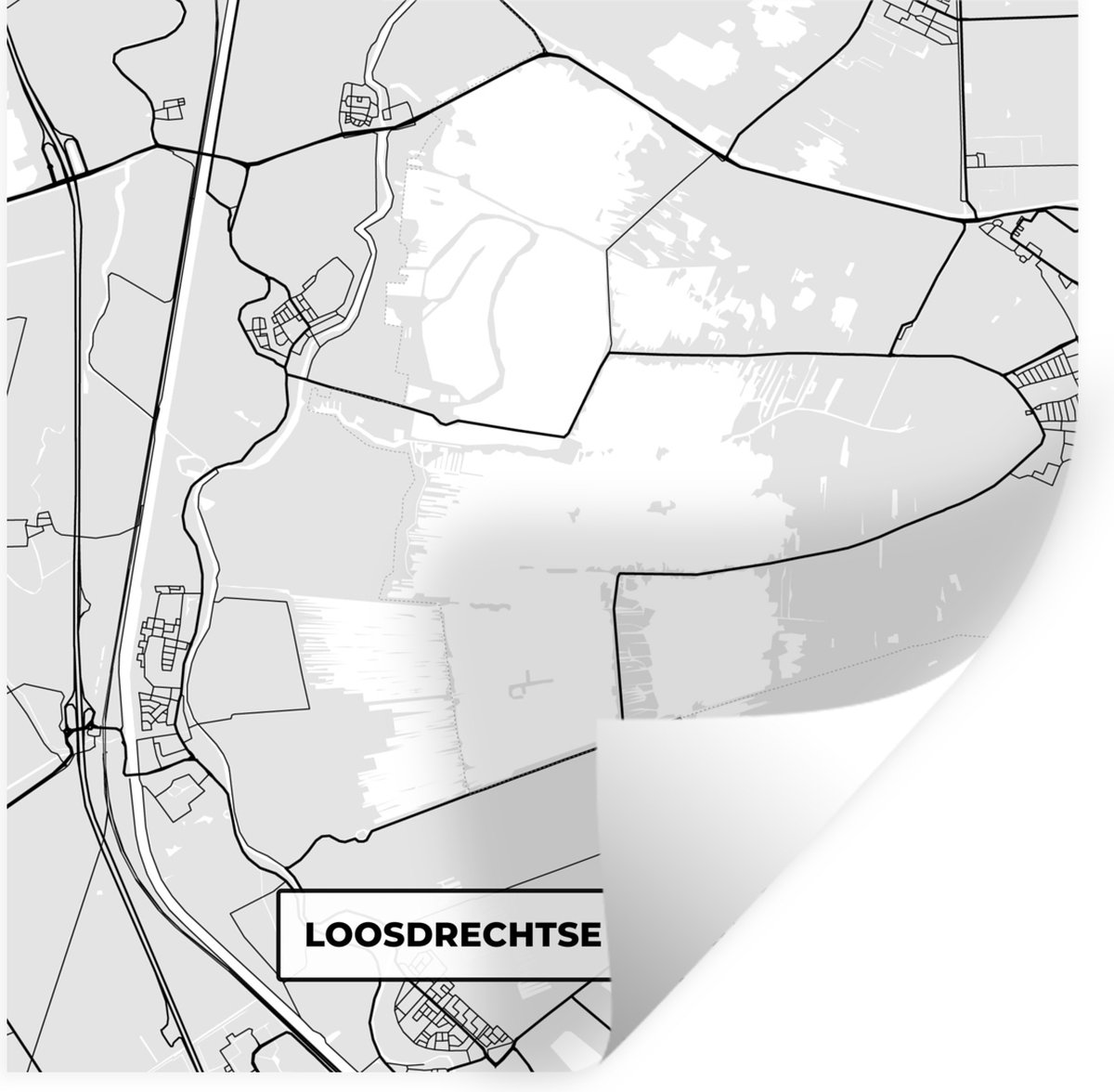 Muurstickers - Sticker Folie - Kaart - Nederland - Stadskaart - Loosdrechtse Plassen - Pla