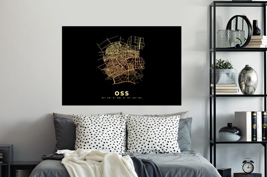 Stickers muraux - Film autocollant - Oss - Plan de la ville - Carte - Carte - Nederland - 120x80 cm - Film adhésif - Stickers muraux Chambre d'enfant - Papier peint autocollant