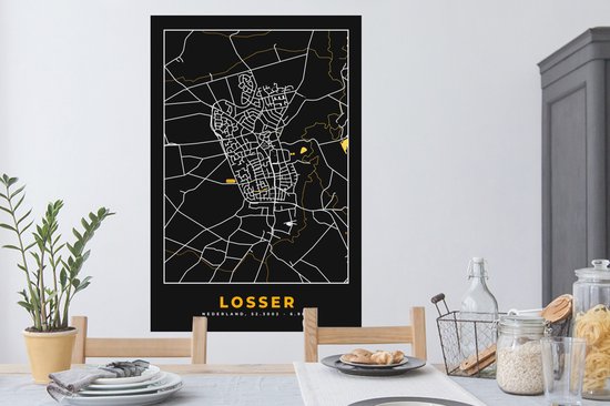 Stickers muraux - Perdant - Black and Gold et Or - Plan de la ville - Carte - Carte - 80x120 cm - Feuille adhésive
