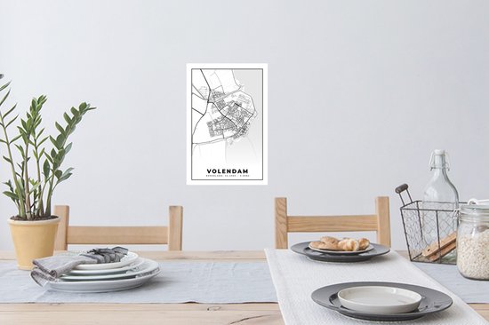 Stickers muraux - Carte - Volendam - 20x30 cm - Feuille adhésive - Plan de la ville