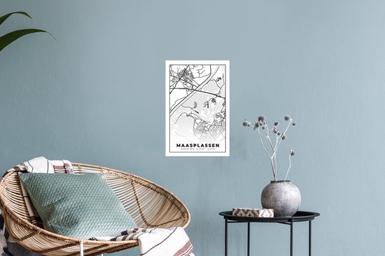 Muurstickers - Sticker Folie - Plattegrond - Kaart - Stadskaart - Maasplassen - 20x30 cm - Plakfolie - Muurstickers Kinderkamer - Zelfklevend Behang - Zelfklevend behangpapier - Stickerfolie
