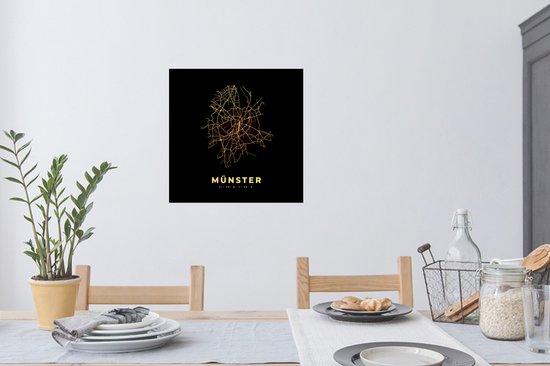 Stickers Stickers muraux - Or - Münster - Carte - Plan de la ville - Plan d'étage - 80x80 cm - Feuille adhésive