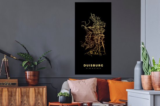 Stickers Stickers muraux - Duisbourg - Carte - Carte - Or - Plan de la ville - 60x120 cm - Feuille adhésive