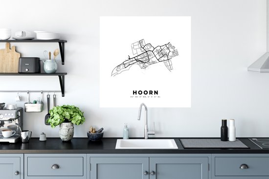 Stickers muraux - Plan de la ville - Wit - Carte - Hoorn - Nederland Bas - Carte - 50x50 cm - Feuille adhésive