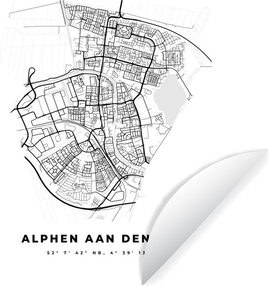 Nederland Alphen aan den Rijn Stadskaart Kaart Zwart Wit Plattegrond Aluminium