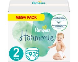 Pampers Harmonie Maat 2 (4kg-8kg) - 93 Luiers - Megapak