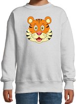 Cartoon tijger trui grijs voor jongens en meisjes - Kinderkleding / dieren sweaters kinderen 134/146