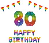 80 jaar Verjaardag Versiering Pakket Regenboog