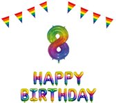 8 jaar Verjaardag Versiering Pakket Regenboog