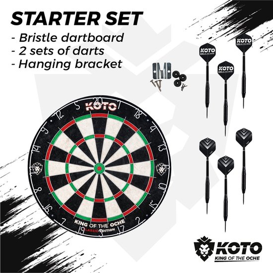 KOTO Starter Set - Dartset - Ideaal voor Beginners - Dartbord & Dartpijlen - Braziliaans Sisal - KOTO
