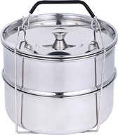 Panier vapeur empilable Ziva double avec couvercle pour Instant Pot pour la cuisson Pot in Pot - Inox 304 alimentaire - Passe au lave-vaisselle - Poignée en silicone - Pour multicuiseurs 5, 6 et 8 litres autocuiseur vapeur