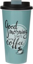 Good Morning Starts With Coffee, Koffie-to-go beker, vintage stijl, 450 ml, 1 stuks