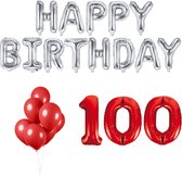 100 jaar Verjaardag Versiering Ballon Pakket Rood & Zilver