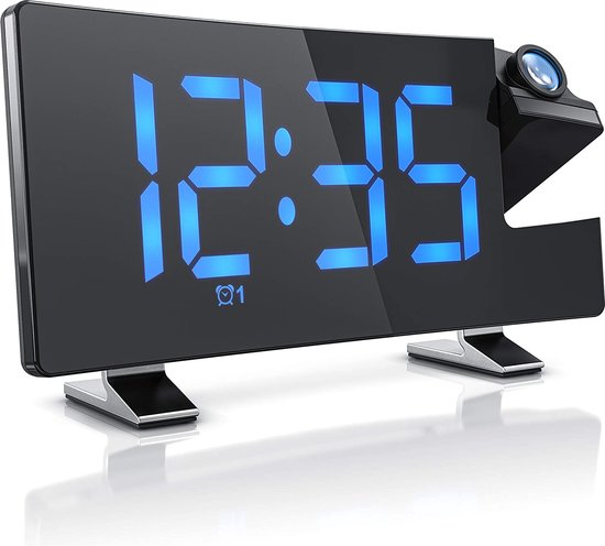 Digitale wekker, projectie wekkerradio alarm met projectie, LED wekker, reiswekker, FM-radio USB