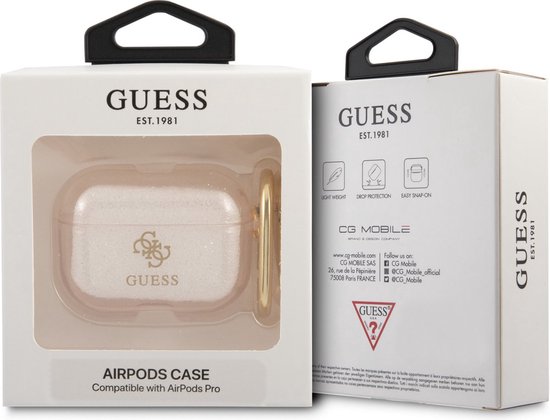 Guess GUAPUCG4GD - AirPods Pro Etui - Glitter Collectie - Goud - Precieze Pasvorm van guess — afbeelding 2