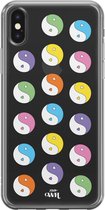 YinYang Bright - Transparant hoesje geschikt voor iPhone X / Xs hoesje transparant - Shockproof case met emoji YinYang geschikt voor Apple iPhone Xs / iPhone 10 - Doorzichtig hoesj