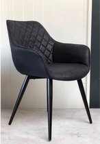 Eetkamerstoel Chic Zwart - stoelen - eetkamerstoelen set van 2 - stoelen eetkamer - stoelen met armleuning - stoelen industrieel - stoelen Zwart - Zwart - (Prijs voor 2 stuks)