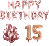 15 jaar Verjaardag Versiering Ballon Pakket Rosé Goud