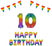 10 jaar Verjaardag Versiering Pakket Regenboog