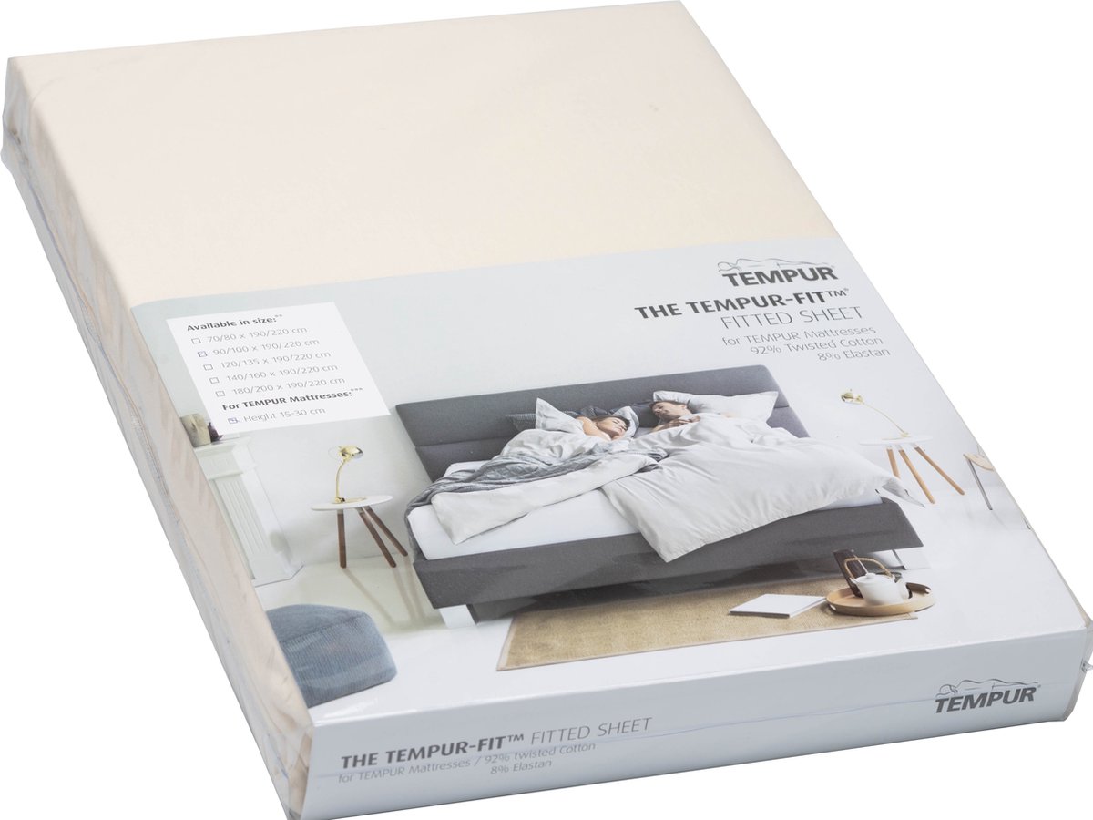 Hoeslaken TEMPUR® Stretch Jersey Crème - 70/80 x 200/220 cm