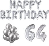 64 jaar Verjaardag Versiering Ballon Pakket Zilver