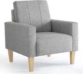 NumberOne® Fauteuil Gestoffeerde Woonkamer Stoel - Massief Houten Frame - Lichtgrijs - Meubel