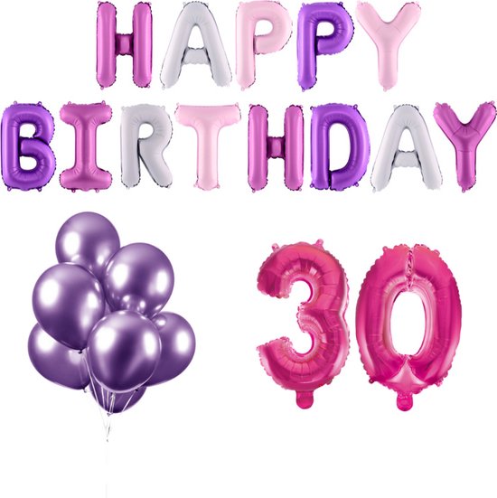 30 jaar Verjaardag Versiering Ballon Pakket Pastel & Roze | bol.com