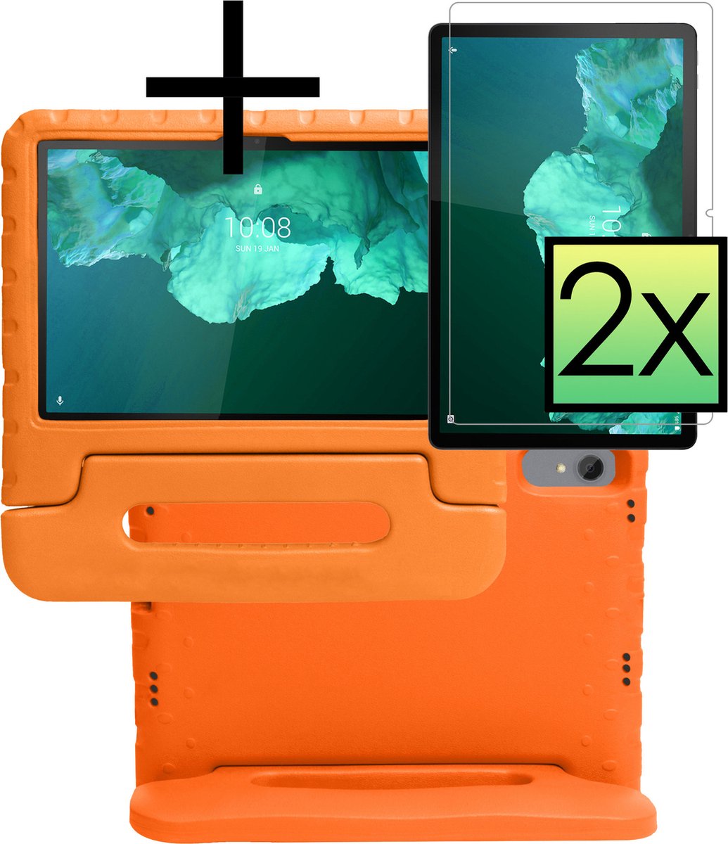 Hoesje Geschikt voor Lenovo Tab P11 Hoesje Kinderhoes Shockproof Hoes Kids Case Met 2x Screenprotector - Oranje