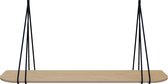 Leren split-plankdragers - Handles and more® - 100% leer - NAVY - set van 2 / excl. plank (leren plankdragers - plankdragers banden - leren plank banden)