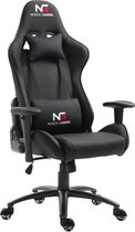 Nordic Gaming Teen Racer gamestoel met verstelbare armleuningen en rugleuning zwart.