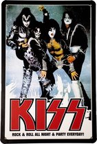 Kiss rock and roll - Metalen bord - Wandbord - 20x30cm - UV bestendig - Wandborden - Metalen borden - Bar decoratie - Eco vriendelijk - Cadeau - Uniek - Mancave - Cave & Garden