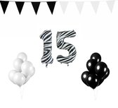 15 jaar Verjaardag Versiering Pakket Zebra