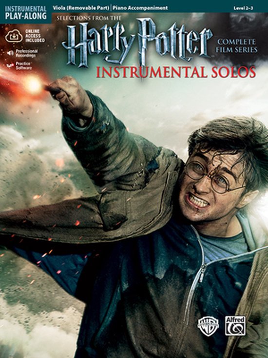 Couverture de livre avec Harry Potter volant, intitulée 'Harry Potter Instrumental Solos'.