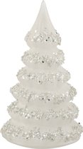 J-Line Kerstboom lijnen - glitter/wit/zilver - glas - large
