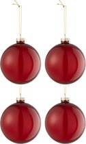 J-Line Doos Van 4 Kerstballen Effen Glas Transparant Rd Medium