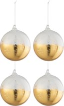J-Line Doos Van 4 Kerstballen Blinkend Goud Glas Transparant Large