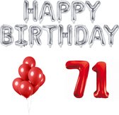 71 jaar Verjaardag Versiering Ballon Pakket Rood & Zilver