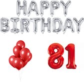 81 jaar Verjaardag Versiering Ballon Pakket Rood & Zilver