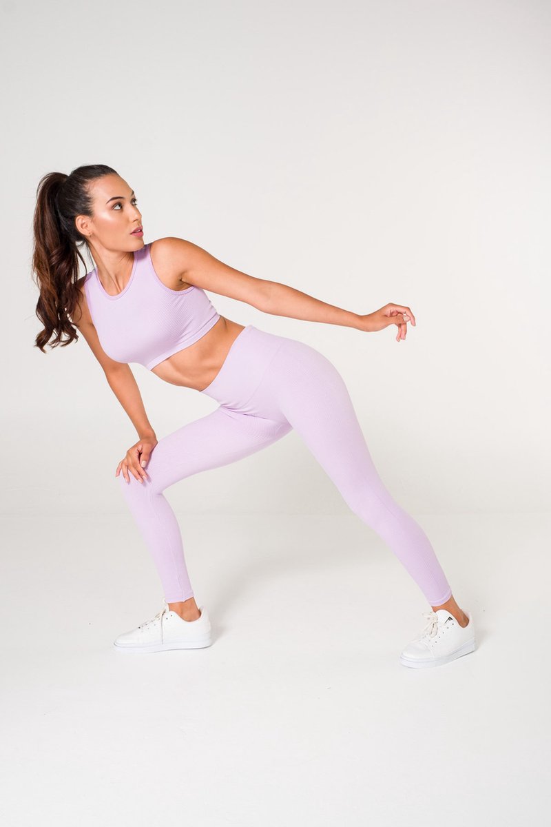 Formactive geribbelde sportlegging en top-Lila-M/L- Fitness-Dagelijks gebruik-High waist-Comfortabel-Yoga-Gym-1550