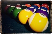 Poolballen op kleur - Metalen borden - Wandbord - Metalen decoratie - Cadeau - UV bestendig - 15 x 30cm - Uniek - Metalen bordje - Metal sign - Decoratie - Snelle levering - Cave &