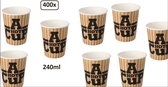 400x Big Koffiebeker A Hot Cup 240ml - Koffie thee chocomel soep latte warme drank water beker karton