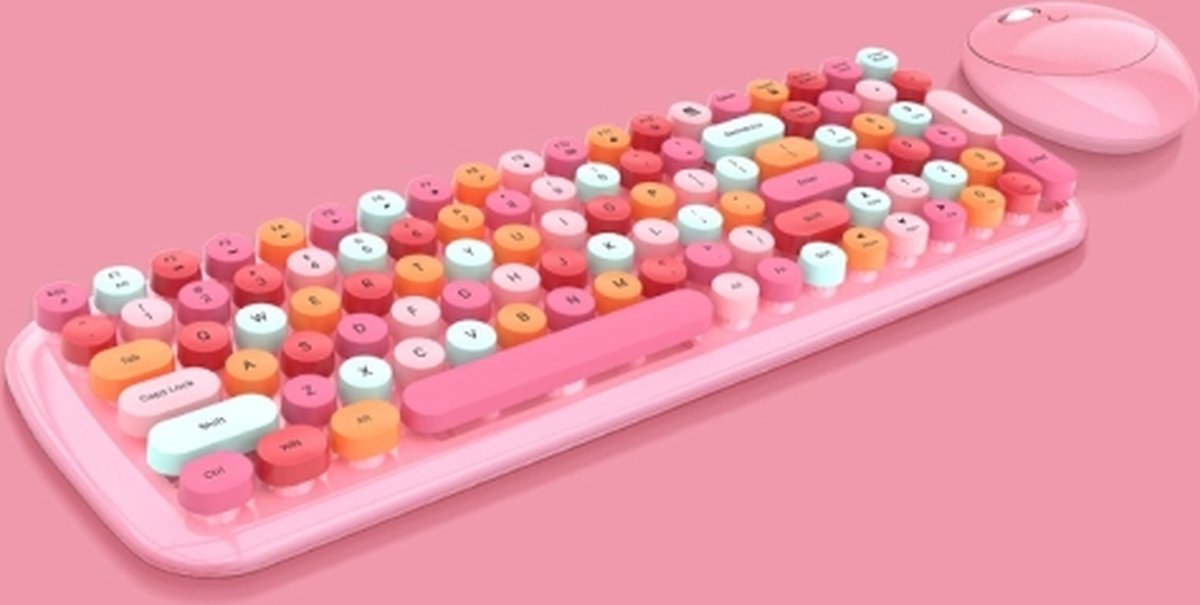 MOFII CANDY XR Color Draadloos toetsenbord en muisset (roze mix kleur)
