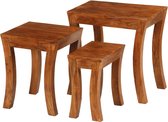 Bijzettafel set 3 stuks massief acaciahout 50x35x50 cm bruin