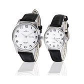 Mats Watch Collectie - SILVER MOON - SET van 2 Horloges voor haar & hem - Belgische Merk - 25 jaar garantie- zilver - leather belt - Sieraden - Koppel horloges - Deluxe - Belgische kwaliteit - Limited Edition - horloge voor Dames - horloge voor Heren