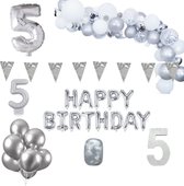5 jaar Verjaardag Versiering Pakket Zilver XL