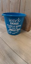 Emmer - Tekst - 5 liter - "Werk emmer" - L. Blauw - Kado - Collega